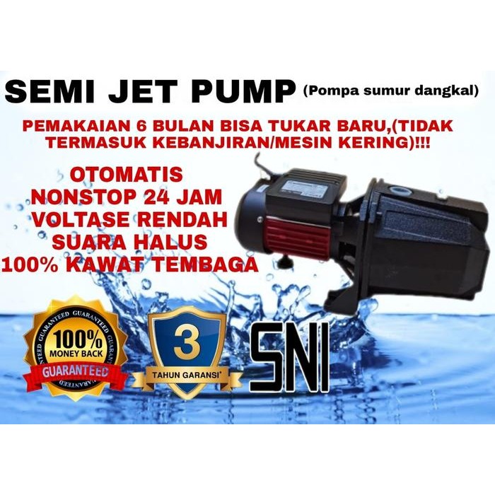 Pompa Air Semi Jet 220watt Mesin Pompa AIr JET Pump Tanpa Tabung