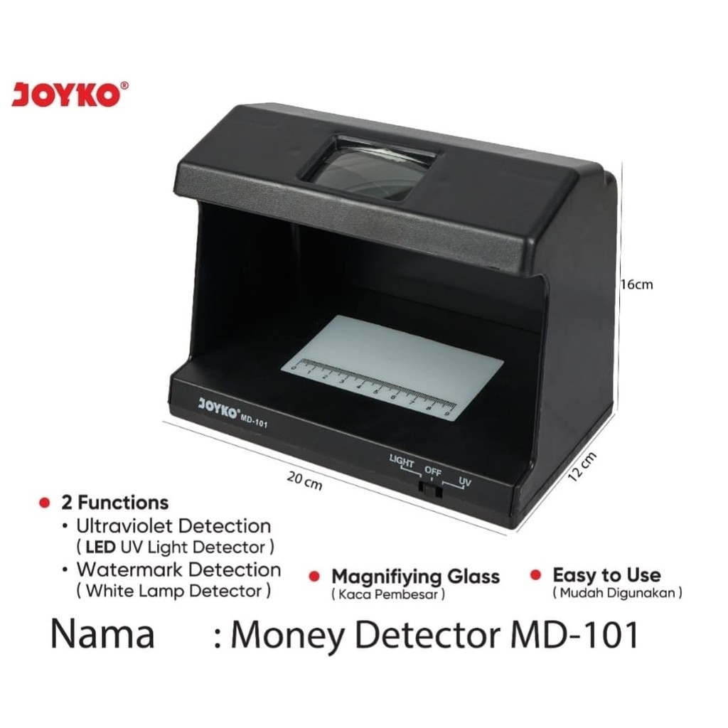 JOYKO ALAT PENDETEKSI UANG KERTAS MD-101 ORIGINAL DETEKSI MONEY DETECTOR MD101