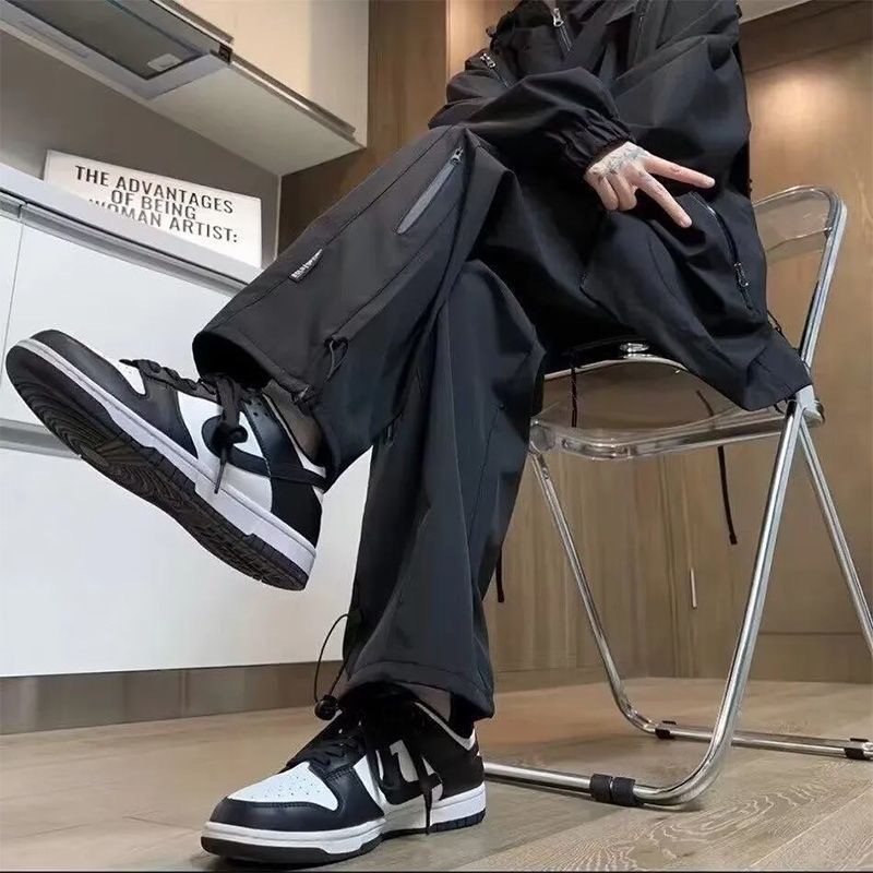 Celana hitam lurus longgar baru untuk pria