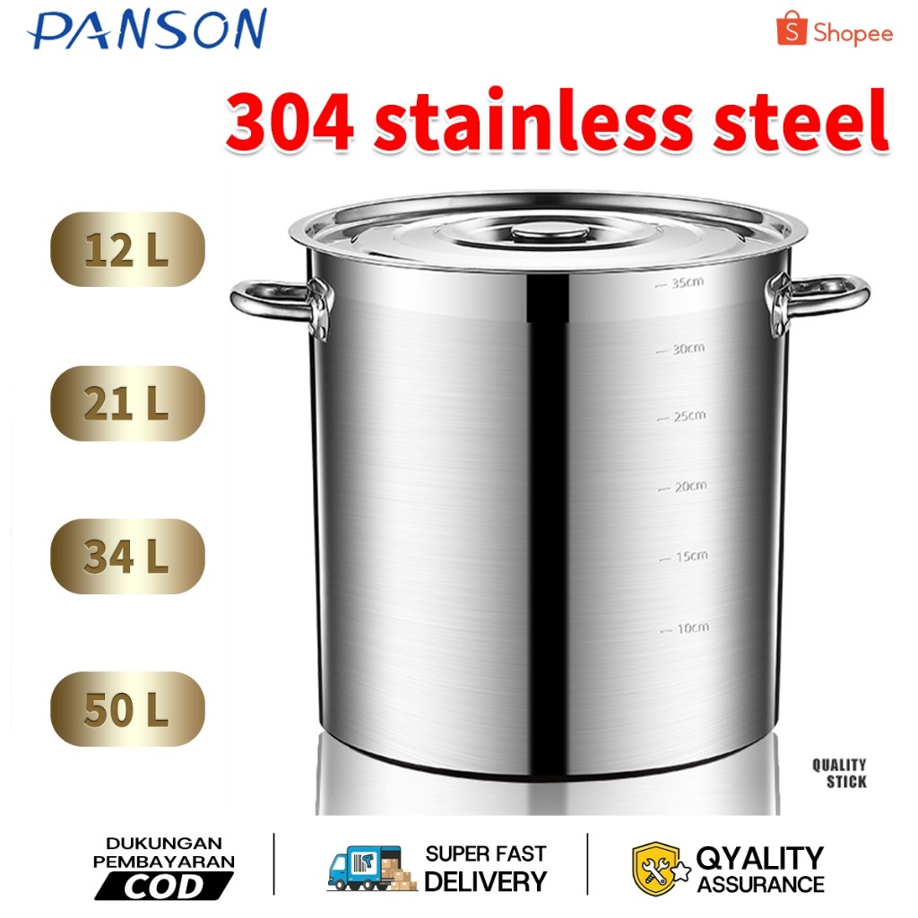 JANGANLIRIK Ember baja tahan karat dengan tutup supuniversal ember  besar panci besar berkapasitas a