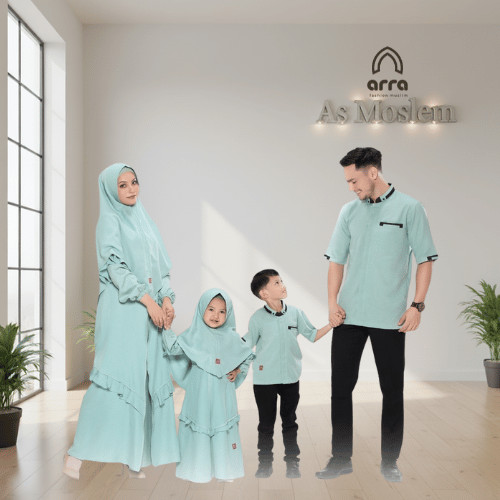 ARRA Sarimbit Keluarga  Hijau Baju Lebaran Muthmainnah Couple Keluarga Muthmainah Mint Koko Dewasa A