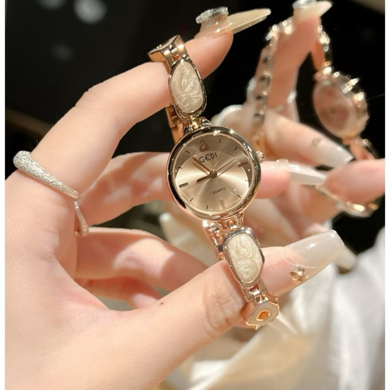 Leeone Jam Tangan Fashion Wanita Gedi Rantai Water Ressistan Elegant