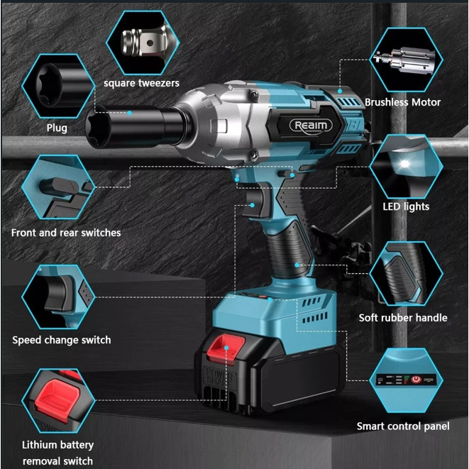 ARFSHOP 【COD】Cordless Impact Wrench 588V 680N/M Bor Impact Baterai 2 Baterai Impek Baterai Kunci Wre