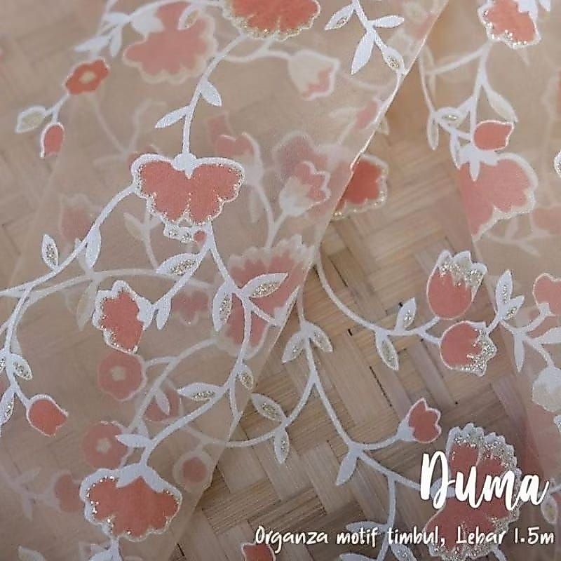 kain organza motif - bahan organza 3D - kain antik - bahan organdi motif - dress - kain pesta - kain