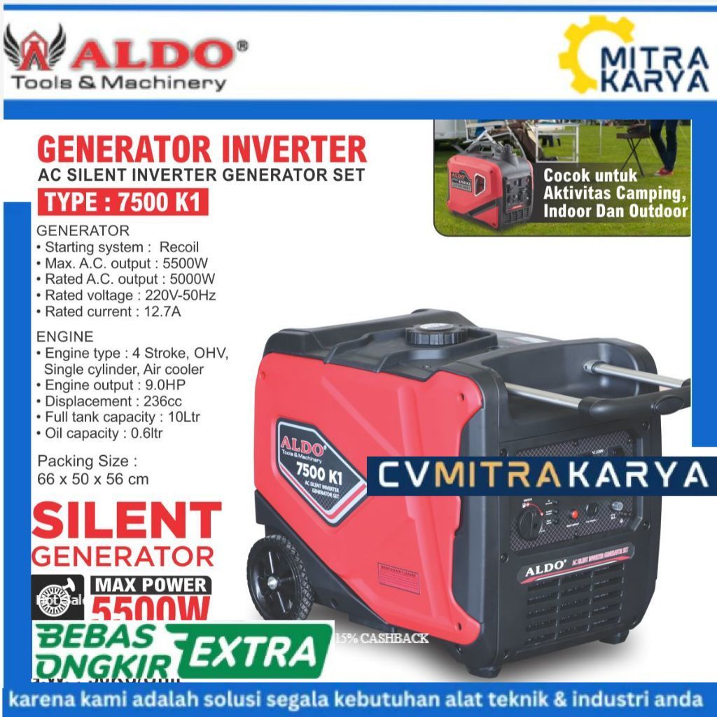 GENERATOR INVERTER 7500 K1 MESIN GENSET JENSET AC SILENT INVERTER GENERATOR RUMAH TANGGA SET GENSETM
