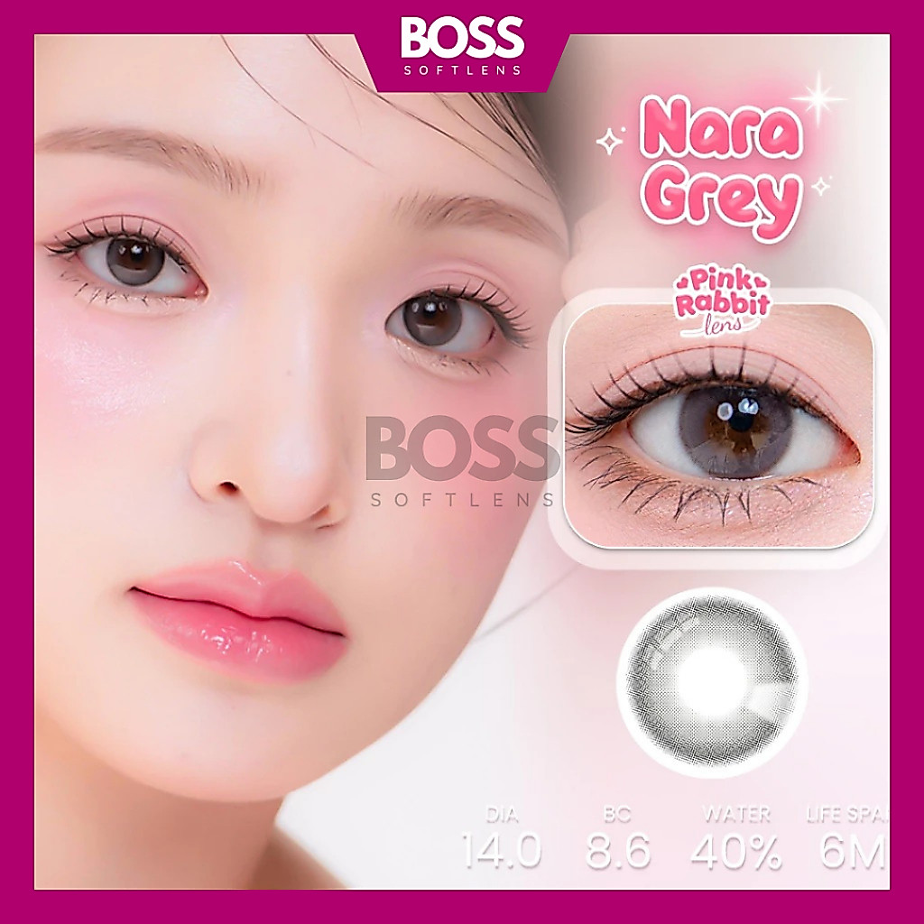 SOFTLENS PINKRABIT NARA GREY 14 MM BY PINK RABBIT FREE LENSCASE (1PCS / 1 MATA) / SOFTLENS PREMIUM /