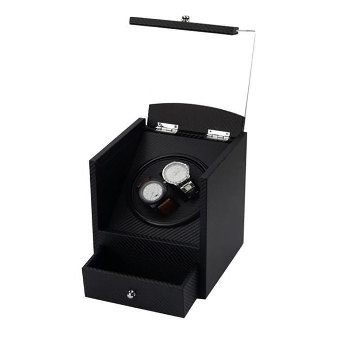 PROMO Pemutar Jam Tangan Otomatis Fiber PU Leather Watch Winder WW002 - Hitam