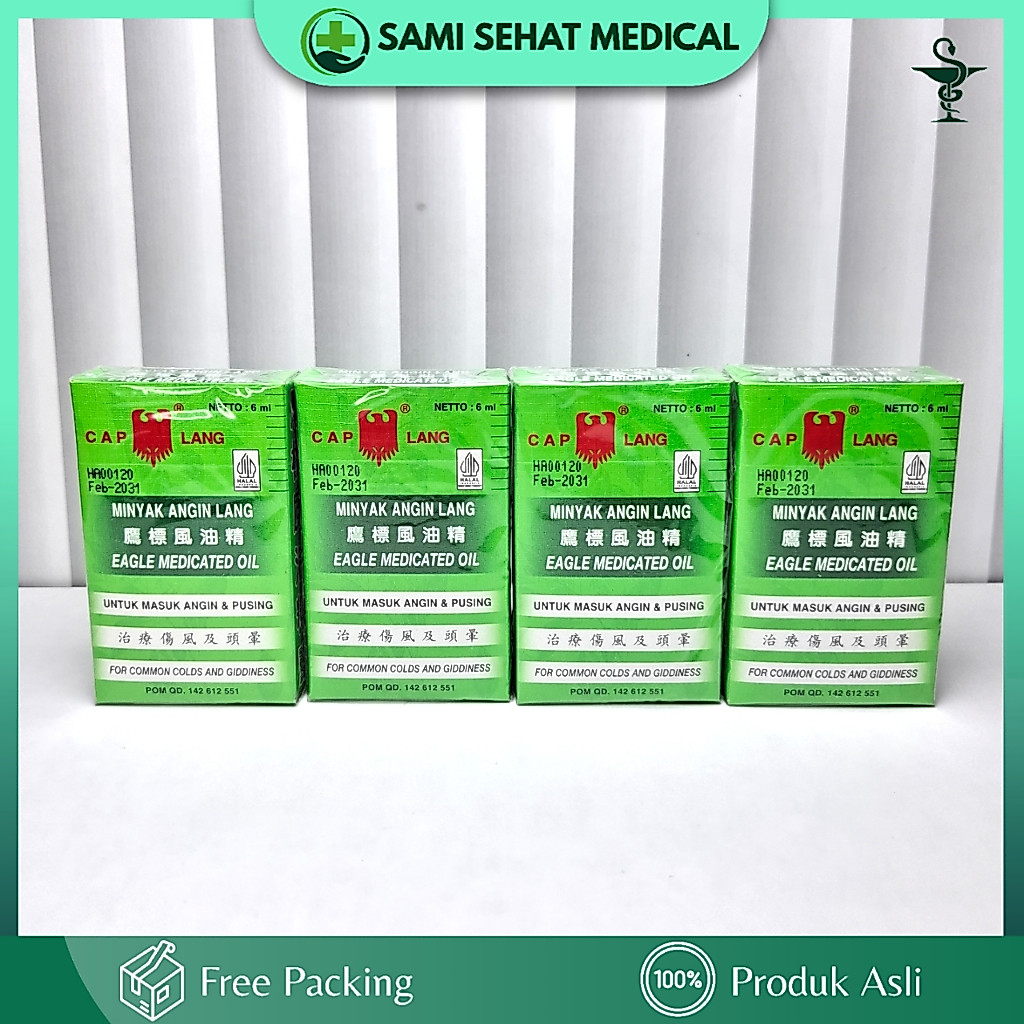 4 Pcs 6 Ml Cap Lang Minyak Angin Lang PPO