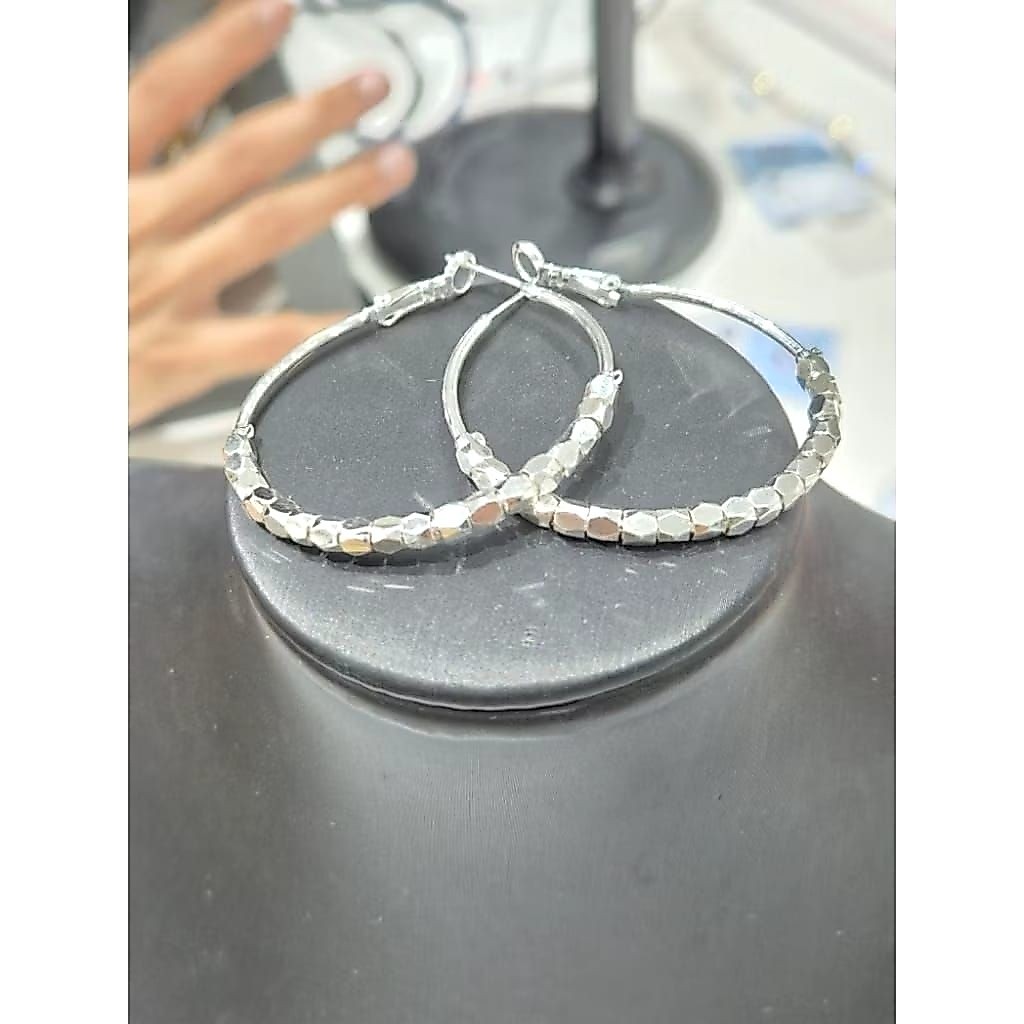 Anting perak silver 999 asli hoop bulat
