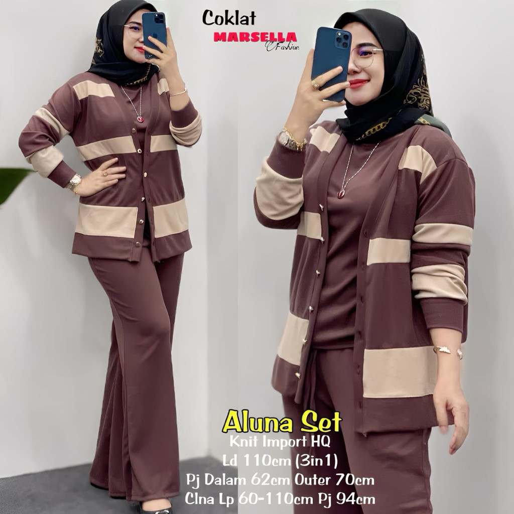 lorin setelan kaos wanita terbaru niken one set knit wanita