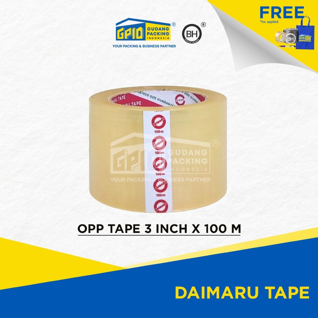 

DAIMARU - Lakban 3 inch / 72mm x 100 yard Bening / Coklat