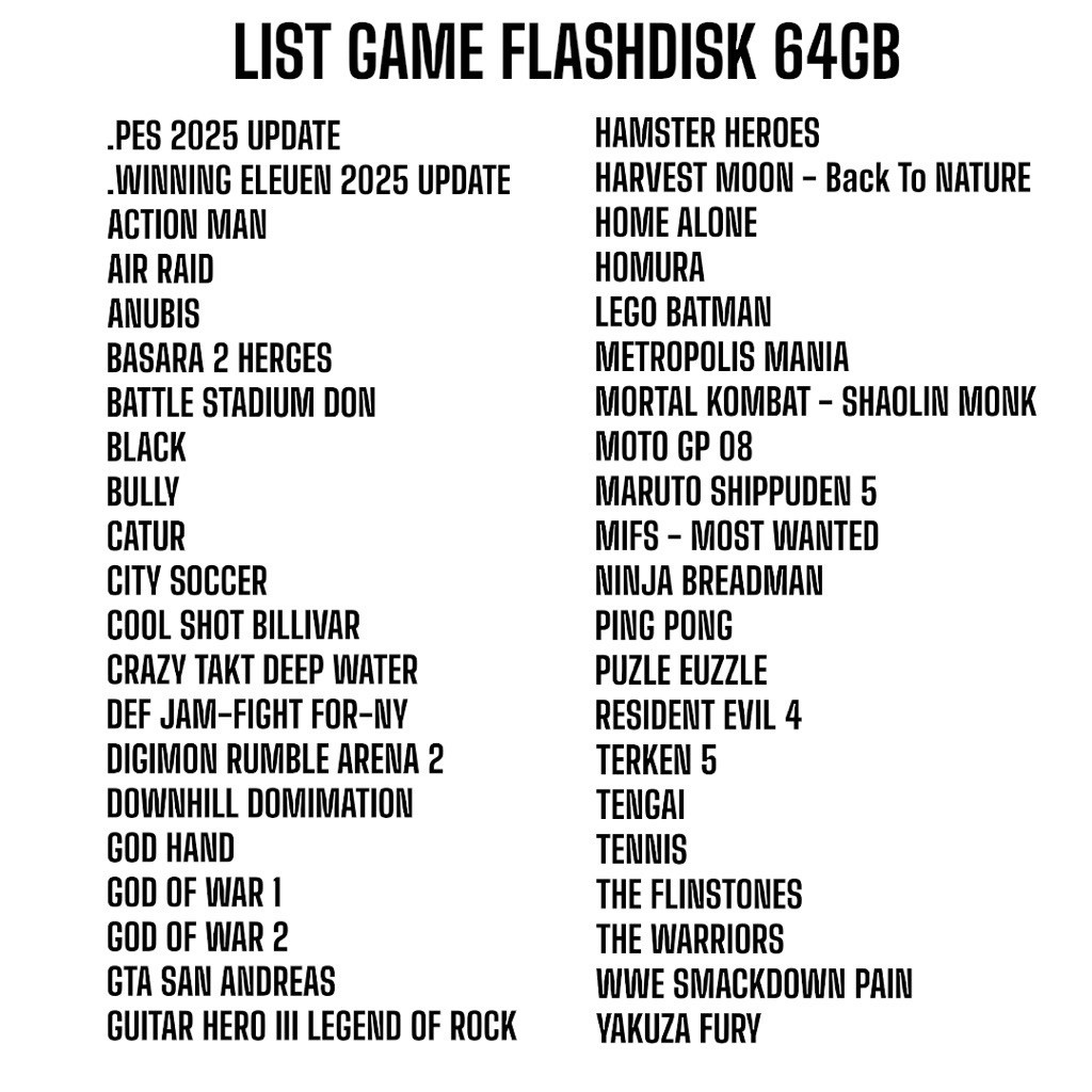 Flashdisk 32GB|64GB Full Game PS2