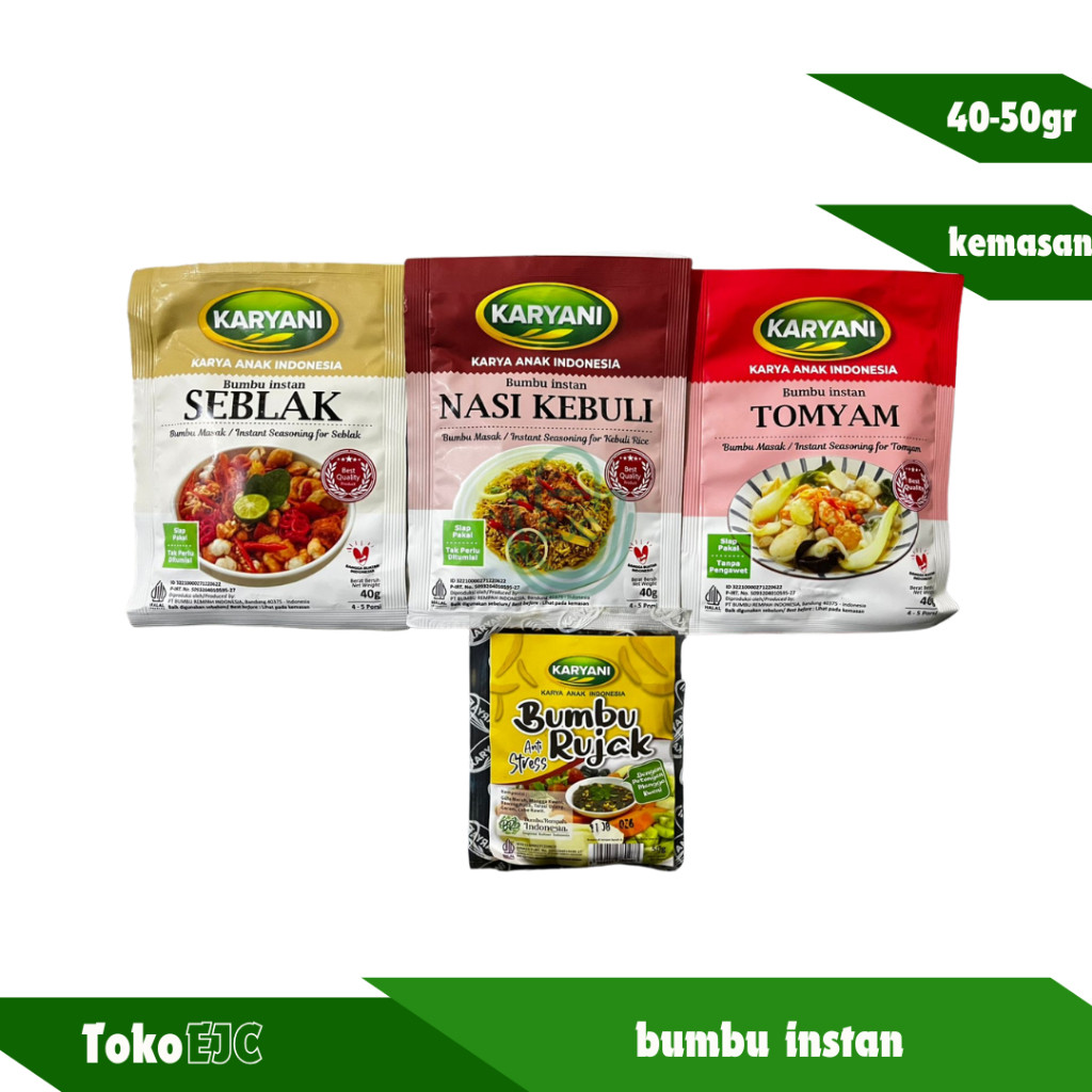 

[EJC] Karyani bumbu instan Tomyam/Nasi kebuli/Seblak dan Bumbu rujak 40-50gr