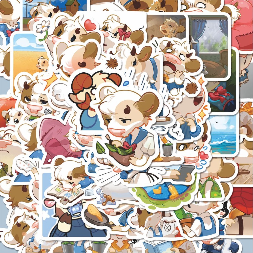 

100PCS Lucu Stiker Kartun Funny Little Cow Stiker Aesthetic Stiker Anti Air Stikers Berperekat Waterproof sticker decal buat Motor Helm Buku Journal Koper Casing HP Laptop Botol Minum Hadiah anak