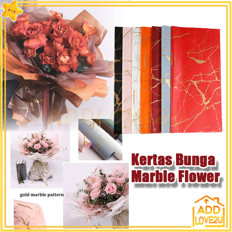 

Kertas Bunga Marble Flower/Motif Marmer Emas Flower Wrapping Paper/Kertas Cellophane Paper