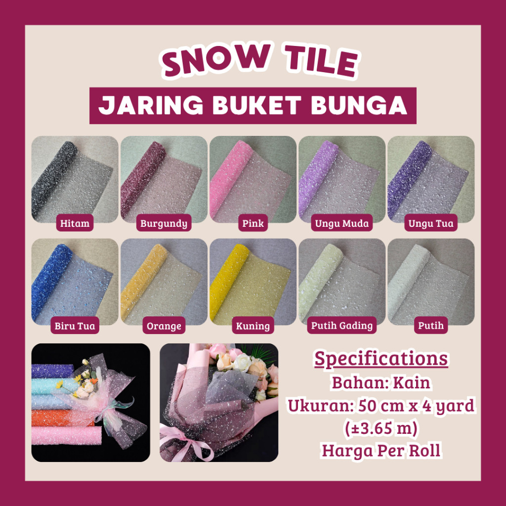 

[1 ROLL] READY STOCK Jaring Buket Bunga Snow Tile Flower Wrapping Paper Kain Tile Salju Buket Bunga