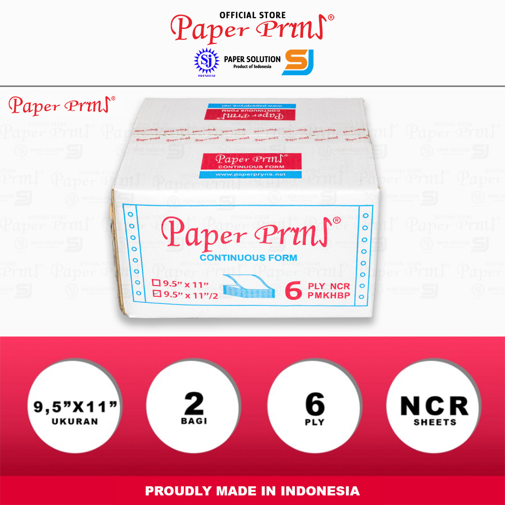 

Paperpryns Kertas Continuous Form 6PLY NCR PRS 9,5" x 11"/2 (Bagi 2)