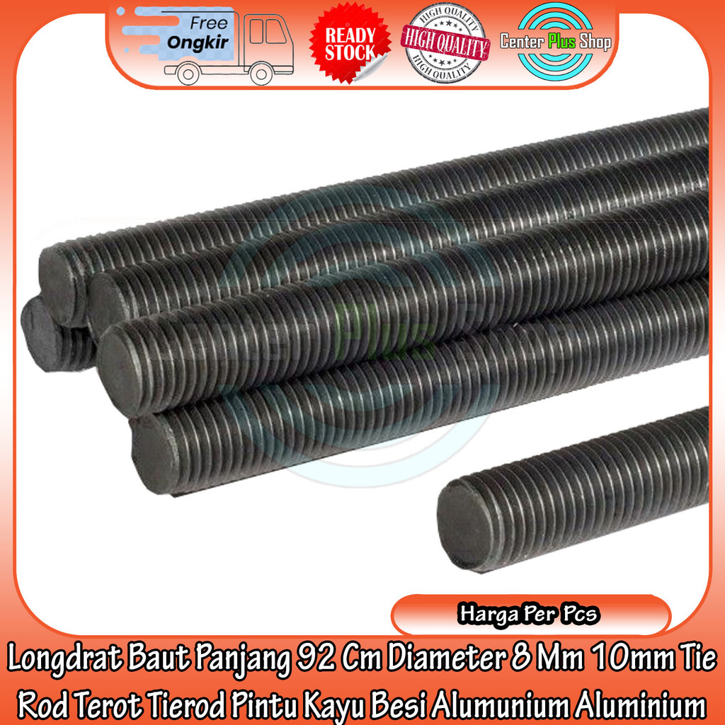 Longdrat Baut Panjang 92 Cm Diameter 8 Mm 10mm Tie Rod Terot Tierod Pintu Kayu Besi Alumunium Alumin