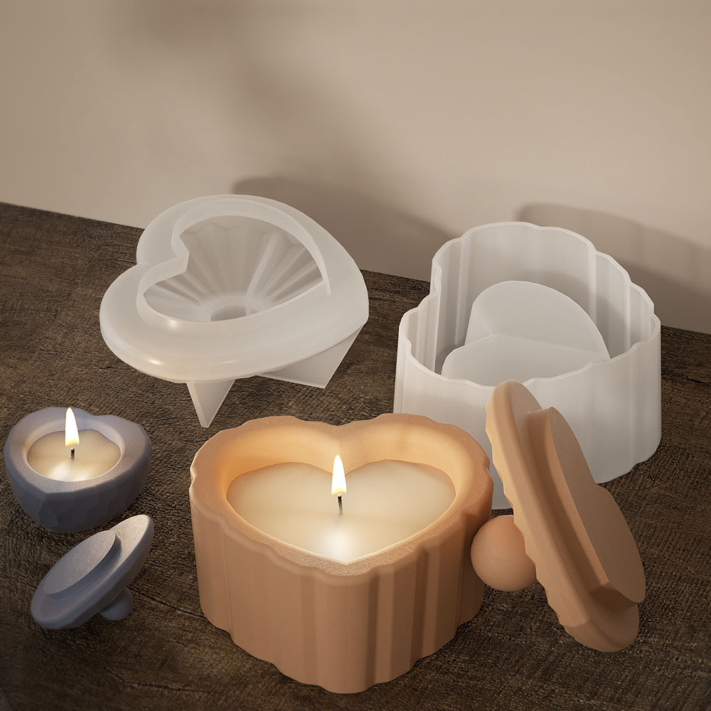 

DIY Love Candle Cup Resin Molds Handmade Aromatherapy Gypsum Candlestick Storage Jar Mold Chocolate Soap Candle Mould Home Decor