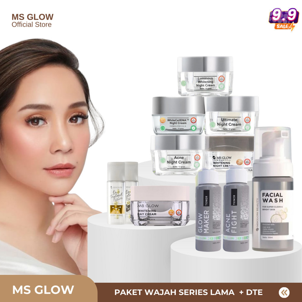 Ms Glow Beauty Paket Wajah Skincare 1 Set Lengkap Reguler Series Gratis DTE Mini