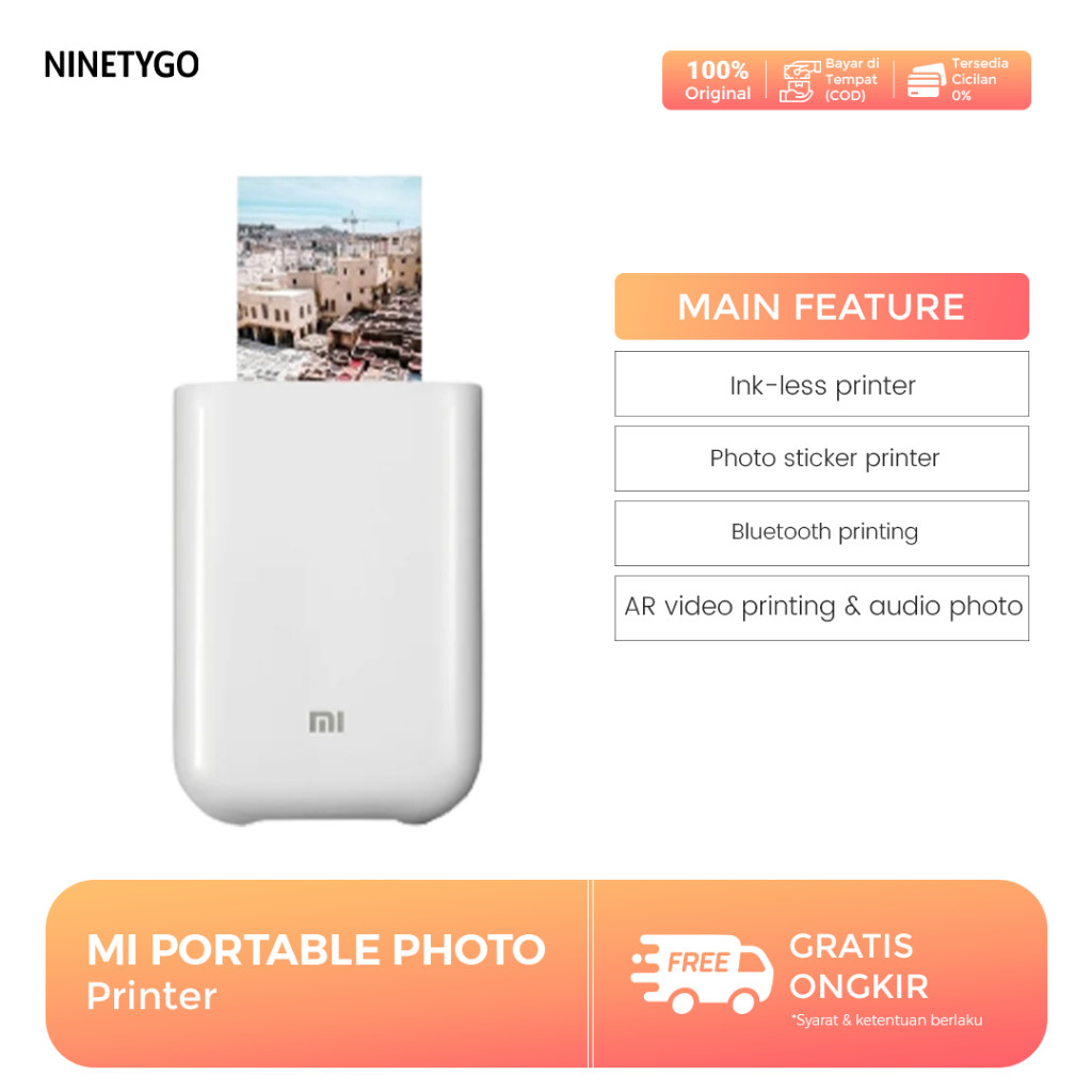 

Mijia Portable Photo AR Printer 300dpi Pocket Mini Bluetooth Pocket Printer with Print Paper