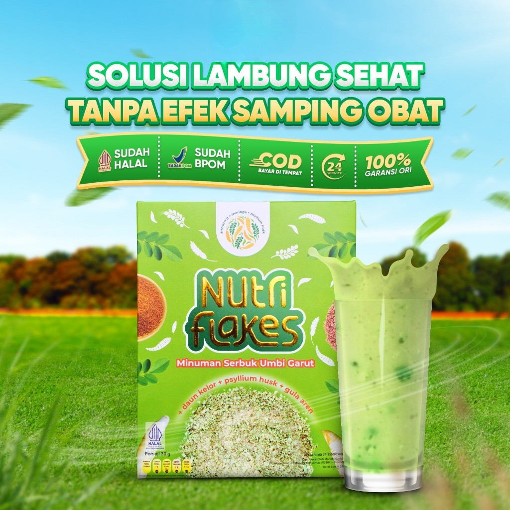 

Nutriflakes Sereal Umbi Garut Solusi Ampuh Atasi Asam Lambung Maag Gerd Kronis Original 280 Gram