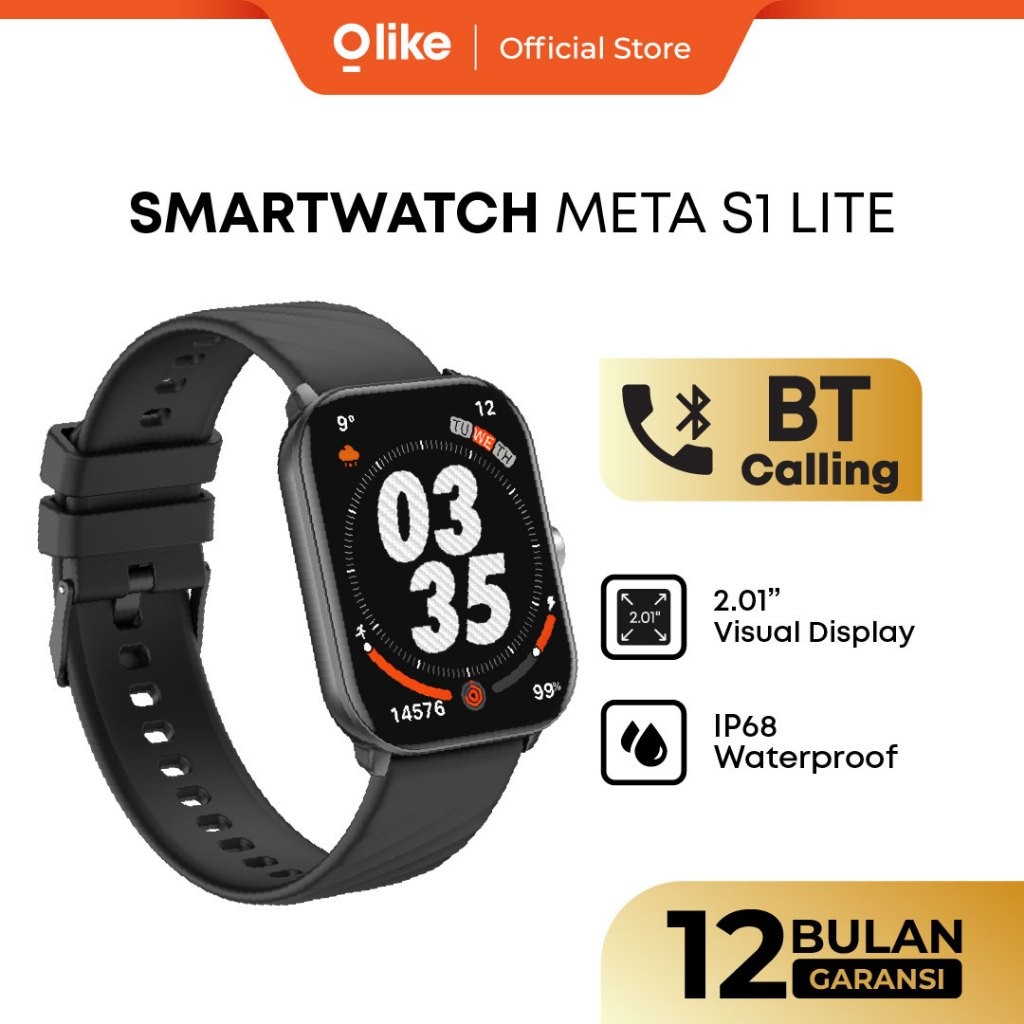

[NEW PRODUCT] OLIKE Smartwatch META S1 Lite HD Battery Up to 20 Day, Screen Custom Face, Waterproof IP68 | Smart watch Bluetooth Call | Jam Tangan Sport 100+ Mode, Health & Sleep Monitoring
