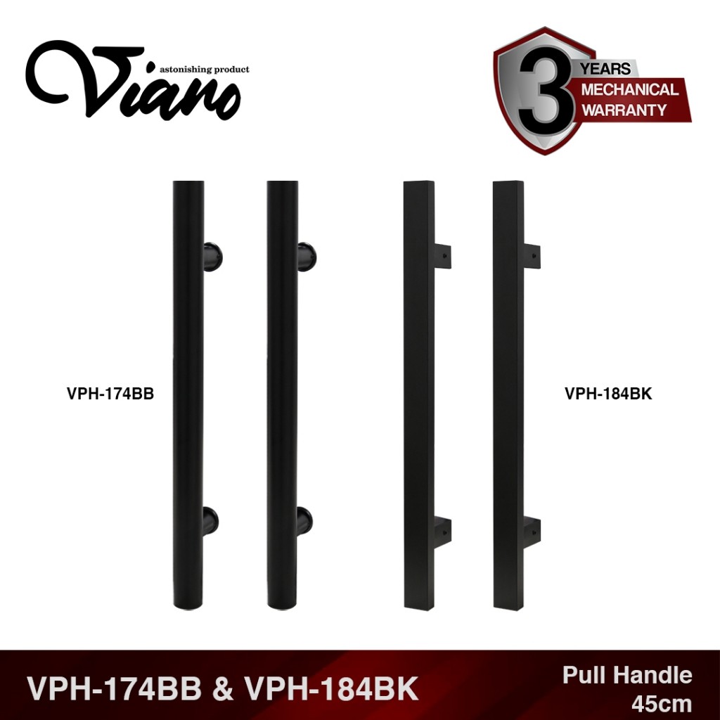 New Pull Handle Gagang Tarikan Pintu Rumah BLACK 45 CM STAINLESS Viano ( By Nobleza )Premium