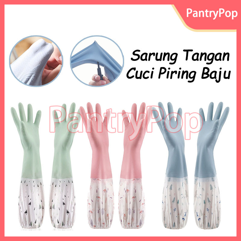 Sarung Tangan Karet Latex / Serbaguna Sarung Tangan Panjang Cuci Piring Karet / Sarung Tangan Cuci P