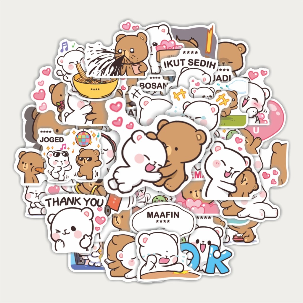 

Sticker Pack Stiker Bear Milk & Mocha | Sticker TUMBLR | Stiker LAPTOP KOPER HELM