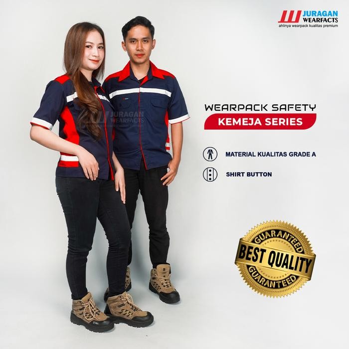 Juragan Wearfacts - Wearpack Kerja Lengan Pendek Warna Merah Navy - S