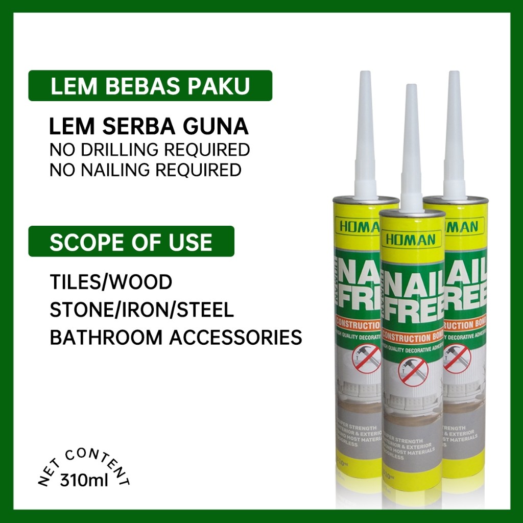 Lem bebas paku, lem pengganti paku tembok, lem baut, lem super, lem paku, lem