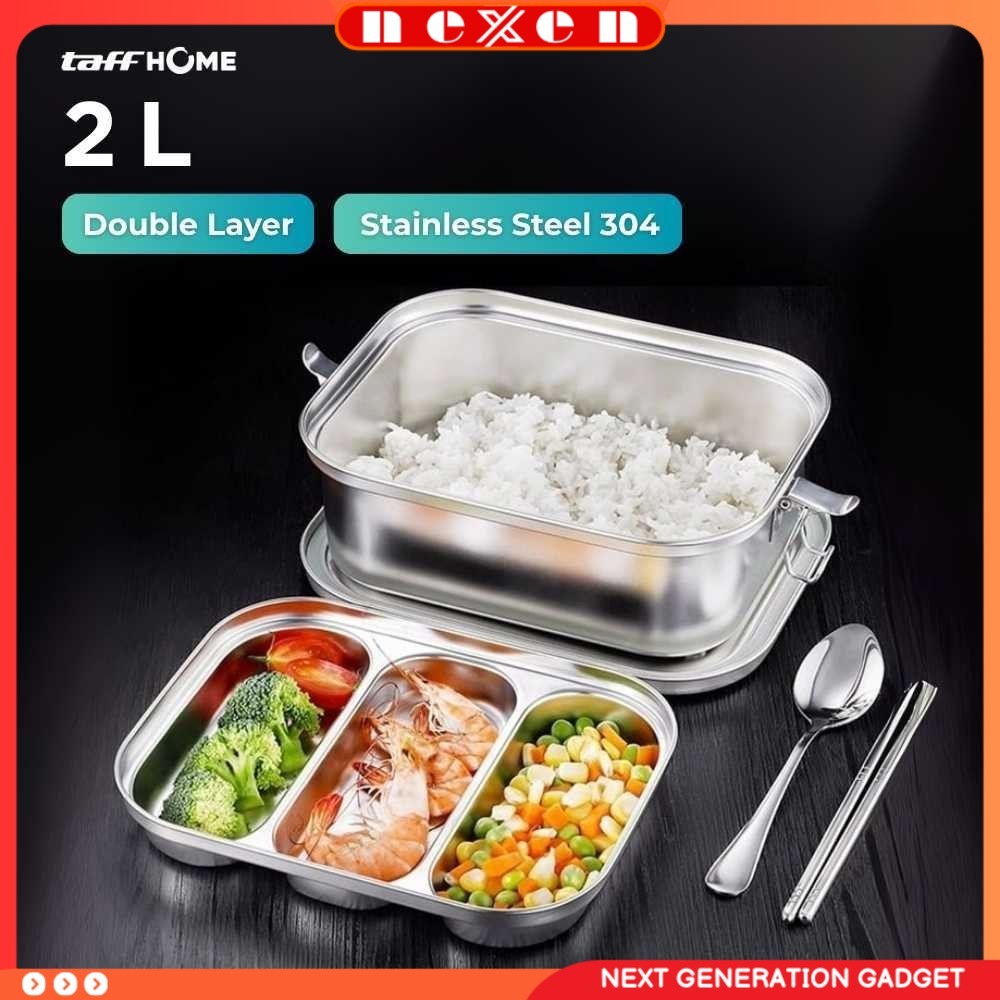 Kotak Makan Lunch Box Stainless Steel 304 2L - HS233