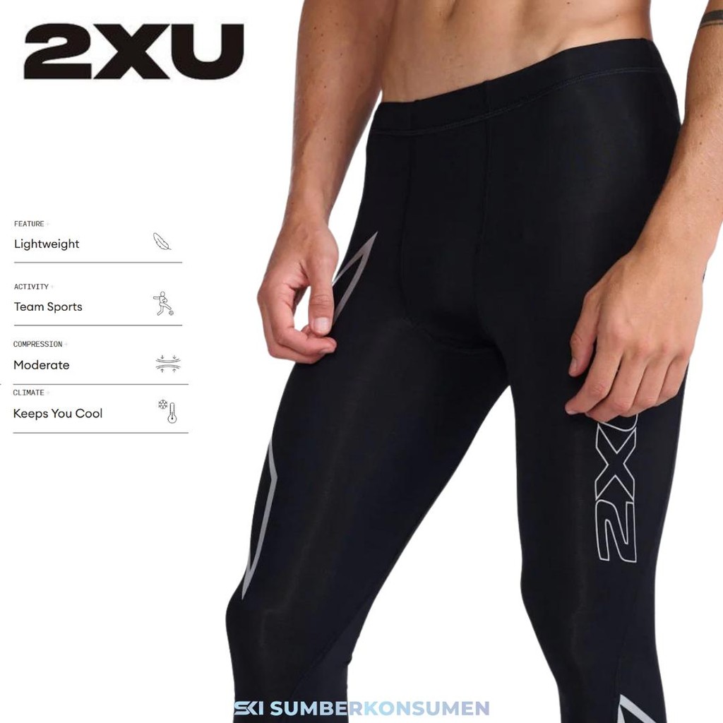 2XU Men Core Compression Tights / Celana Running Lari Legging Pant Pants Pria