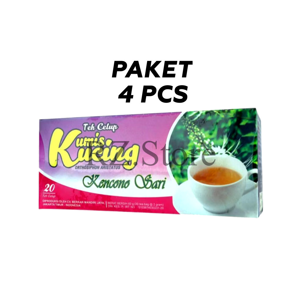 

4 PCS Teh Herbal Organik Kumis Kucing Kencono Sari – 100% Alami Isi 20 Kantong