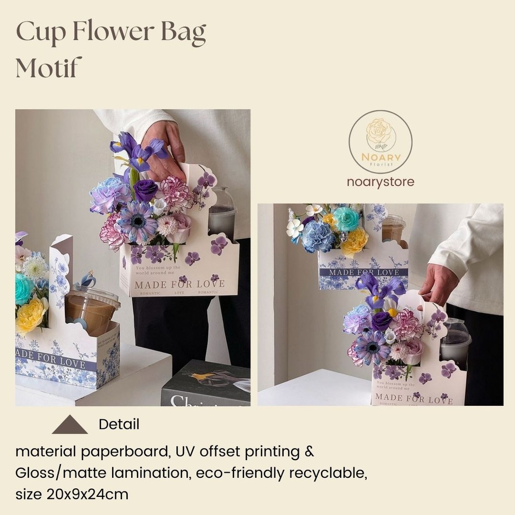

CUP FLOWER BAG MOTIF / KERANJANG BUKET BUNGA / AKSESORIS BUKET / FLORIST BAG SUPPLY / FLOWER BASKET / PLASTIC BAG