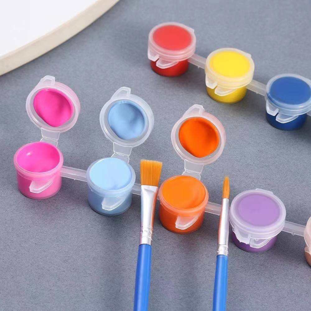 

-JOJU- 1 SET CAT LUKIS AKRILIK MINI UKURAN 3ML ISI 6 DAN 12 WARNA TERANG FREE KUAS / CAT LUKIS MINI / CAT AKRILIK KANVAS / ACRYLIC PAINT 6 & 12 COLORS