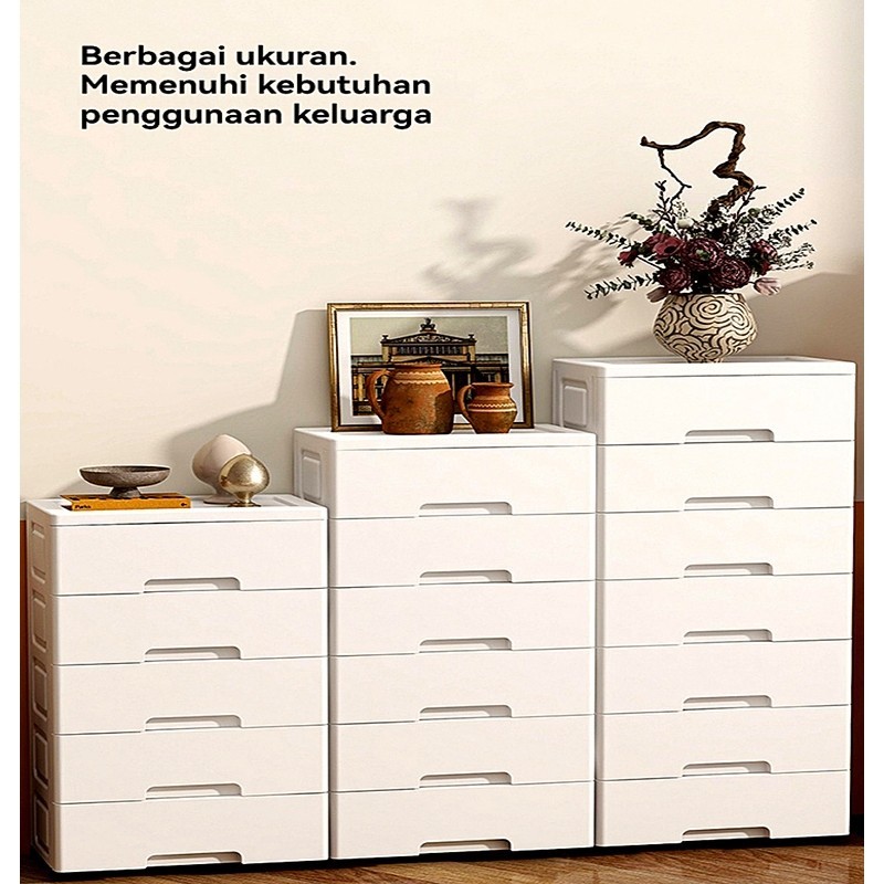 Loker Plastik Lemari Plastik Lemari Pakaian Laci Plastik Kabinet Drawer Storage Plastik 48CM Putih L