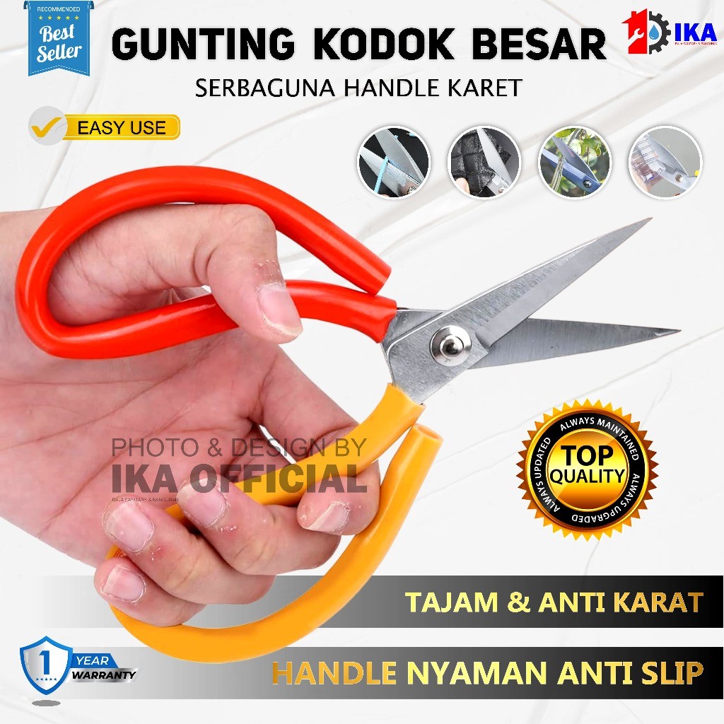 

Gunting Kodok Serbaguna 18cm / Gunting Seng Kodok Tebal l Gunting Pemotong Kertas l Kulit l Kain / Gunting Potong Bahan Kain - Tailor Scissors - Gunting Kodok merk BUTTERFLY super tajam gagang karet anti slip high quality besi anti karat kuat rapi potong