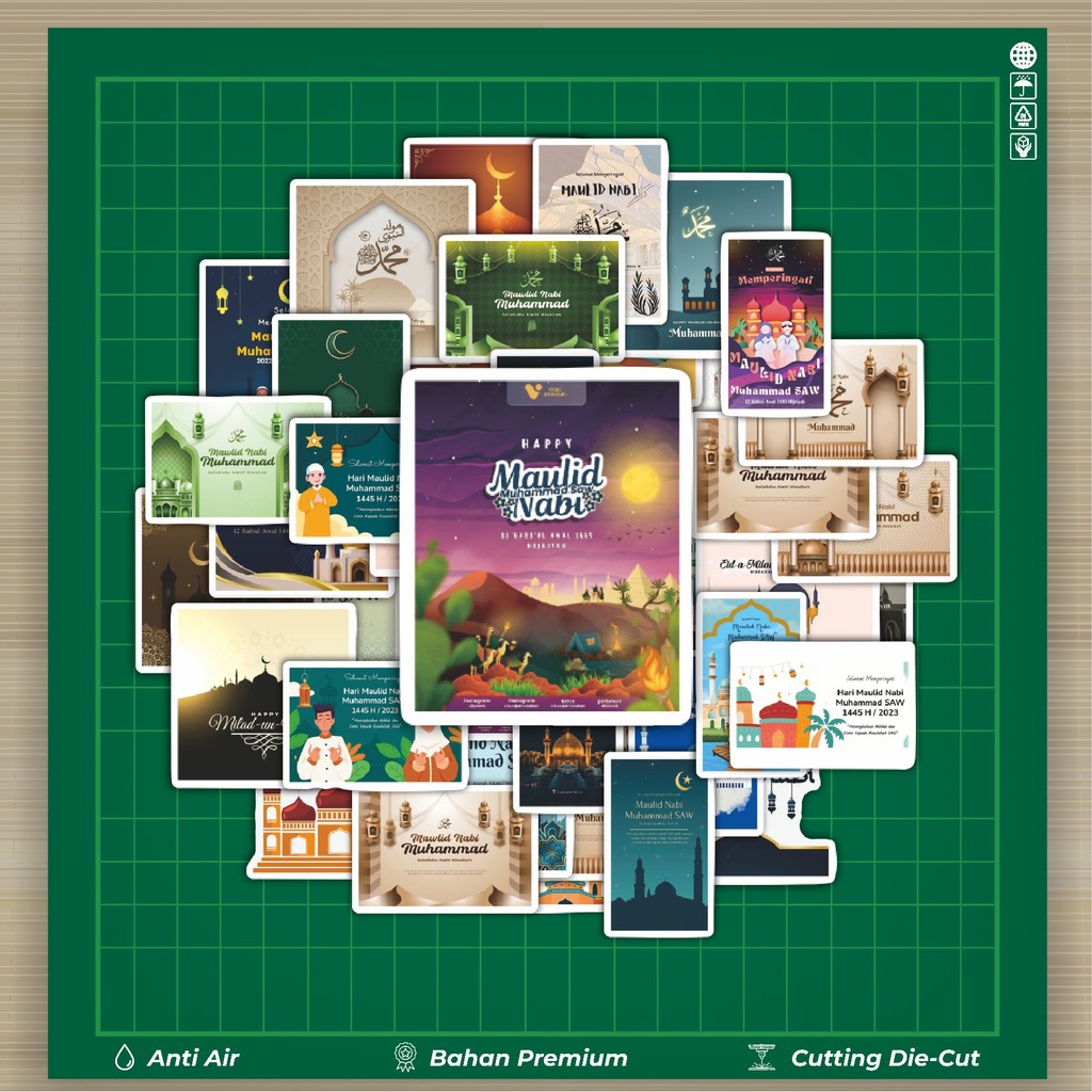 

HOT 50 PCS STIKER Stiker Tema Maulid Nabi Stiker Fashion Cars Decal Dingin Kartu Album Custom Vinyl Anti Air- Sticker Aesthetic Buku Journal Koper Casing HP Tablet Laptop Helm Motor Botol Minum