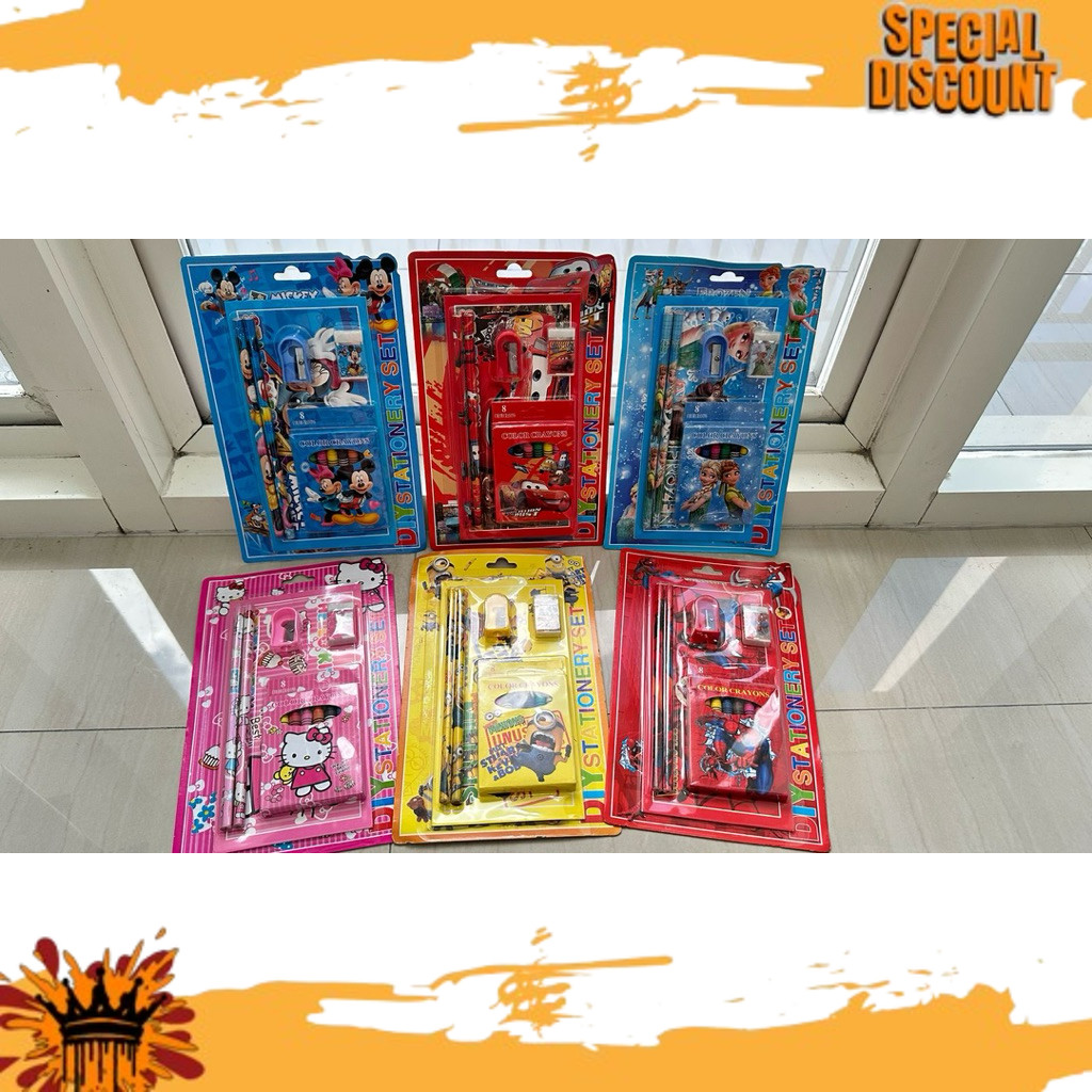 

NEW NIH 8815 Stationery Set Anak Karakter Lucu Lengkap 6 in 1 | Pensil, Rautan, Penghapus, Buku Catatan, Crayon, Souvenir Kado Sekolah 8815 EVN