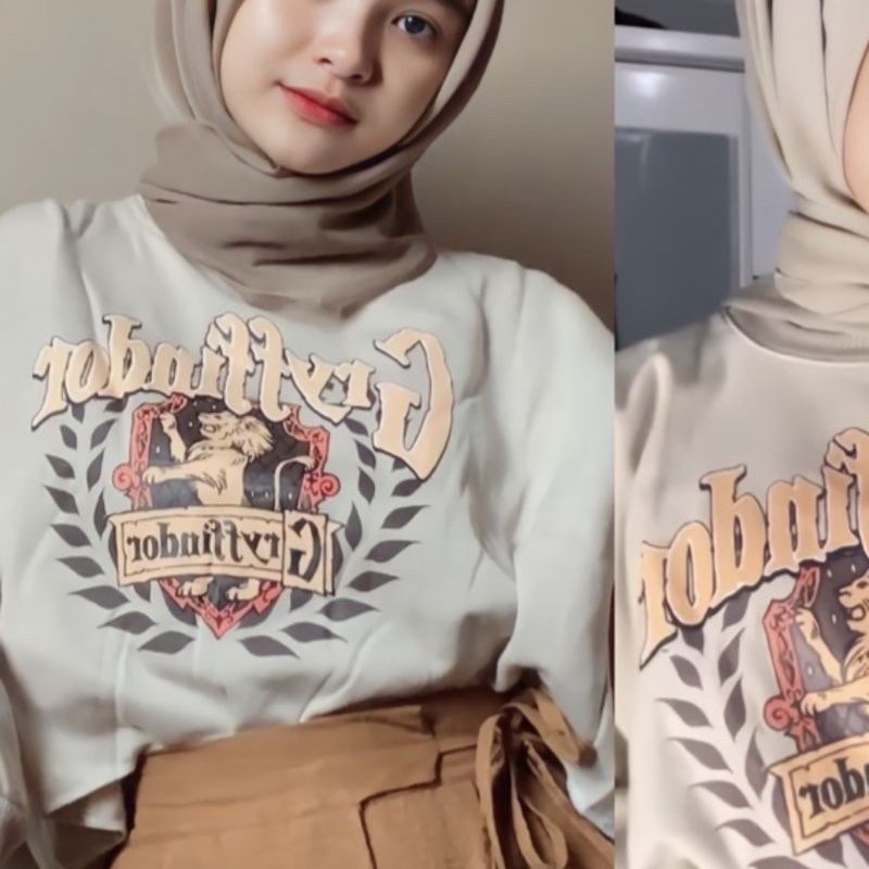 Sweater Crop Wanita Oversize GRYFFINDOR (LD 110, P 45)