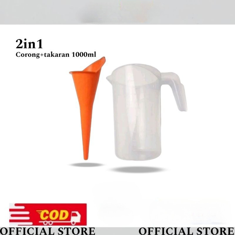Paket 2in1 Corong Oli + Gelas Takaran 1000ml corong panjang bahan tebal gelas takar 1000ml