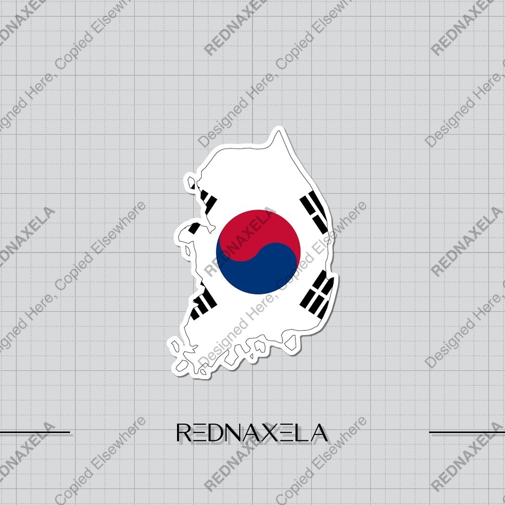 Stiker Vinyl Korea Flag Map Stiker Koper Outdoor Waterproof Sticker