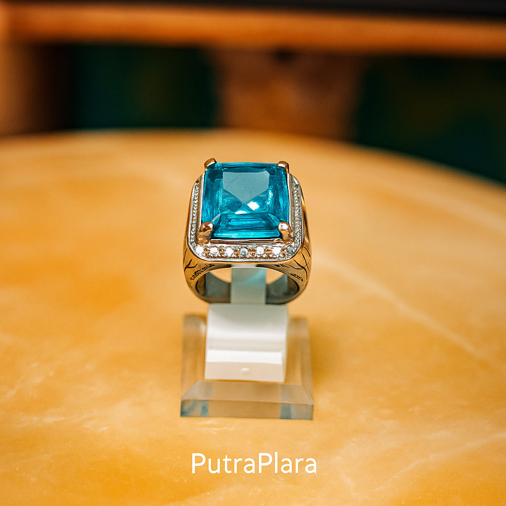 Cincin Pria Elegant Batu Blue Sky #Cincin Batu Permata Blue Topaz Original # Cincin Pria Modern Batu
