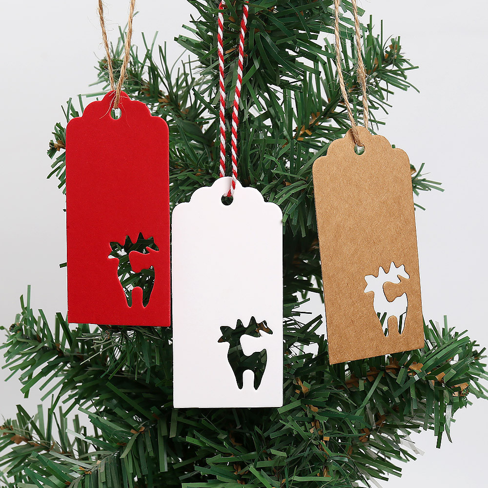

50pcs Hollowed Deer Tree Snow Paper Tags Gift Tag Candy Cookie Bag Boxed Hang Labels for Decoration Supplies