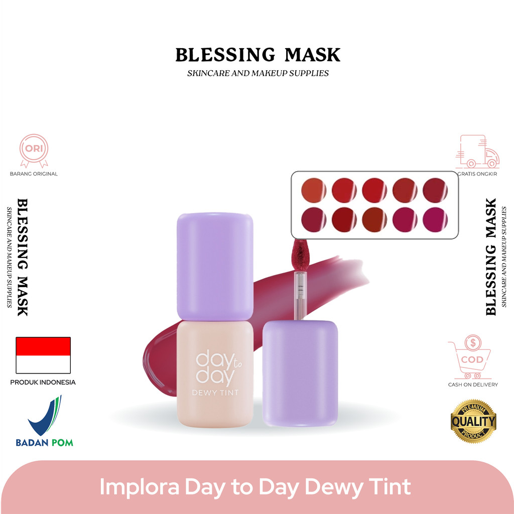 Implora Day to Day Dewy Tint Series 3gr | Lip Tint Glossy Tidak Lengket