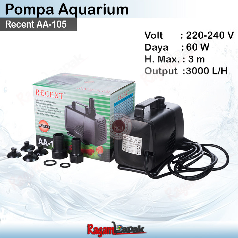 Pompa kolam Aquarium RECENT AA-105 Pompa Aquarium Recent AA-105 Pompa Aquarium 105