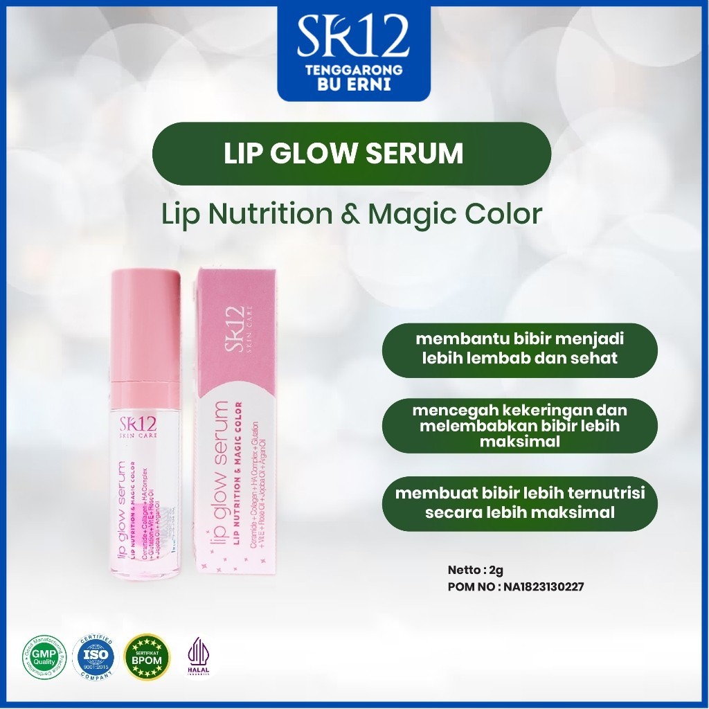 Lip Glow Serum Bibir SR12 Skincare Kosmetik - Lipstik & Pelembab Bibir Alami - Serum & Pemerah Bibir