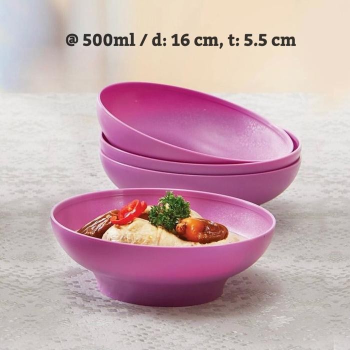 Ideal Bowl - Blossom Microwaveable Bowl ( Mangkok ) Tupperware - 4 pc ungu 500ml